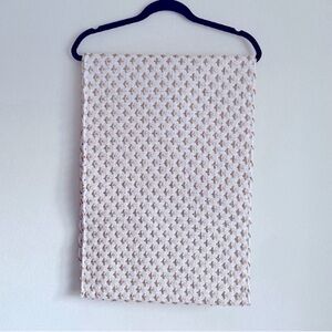 NATURAL WOVEN COTTON CROSS STITCH TABLE RUNNER MODERN FARMHOUSE Beige Gold